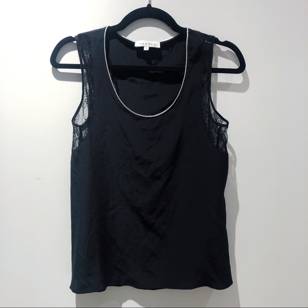 NEW Sandro sleeveless silk black top